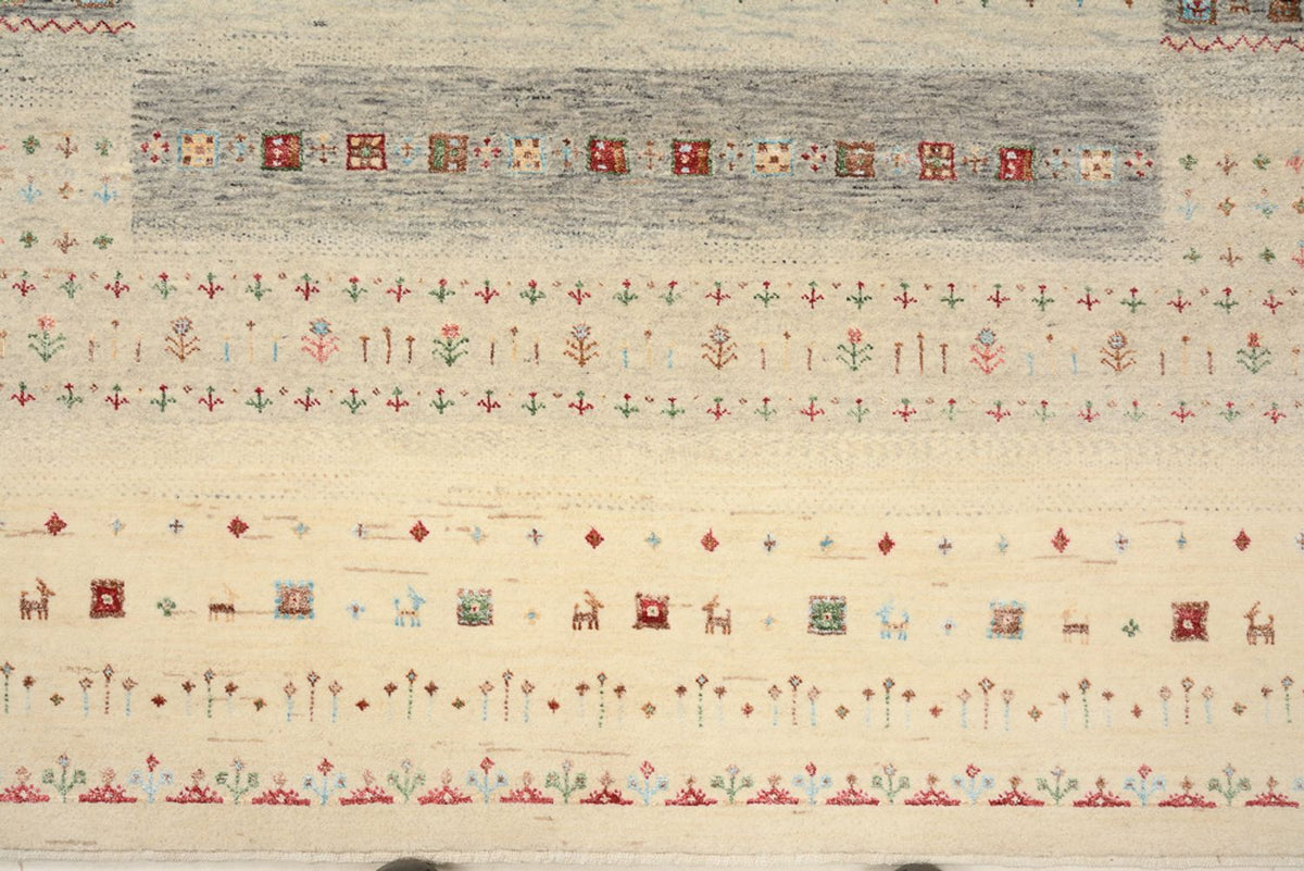 Tapis Gabbeh - Loribaft Indus - 204 x 146 cm - beige clair