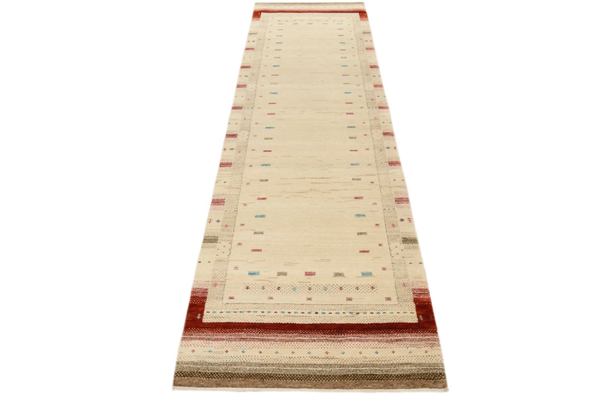 Tapis de couloir Tapis Gabbeh - Loribaft Indus - 298 x 83 cm - beige clair