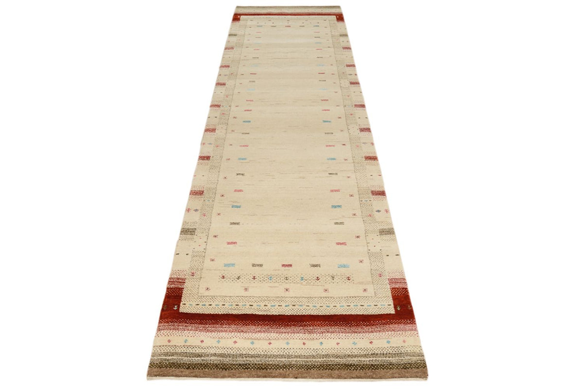 Tapis de couloir Tapis Gabbeh - Loribaft Indus - 298 x 83 cm - beige clair