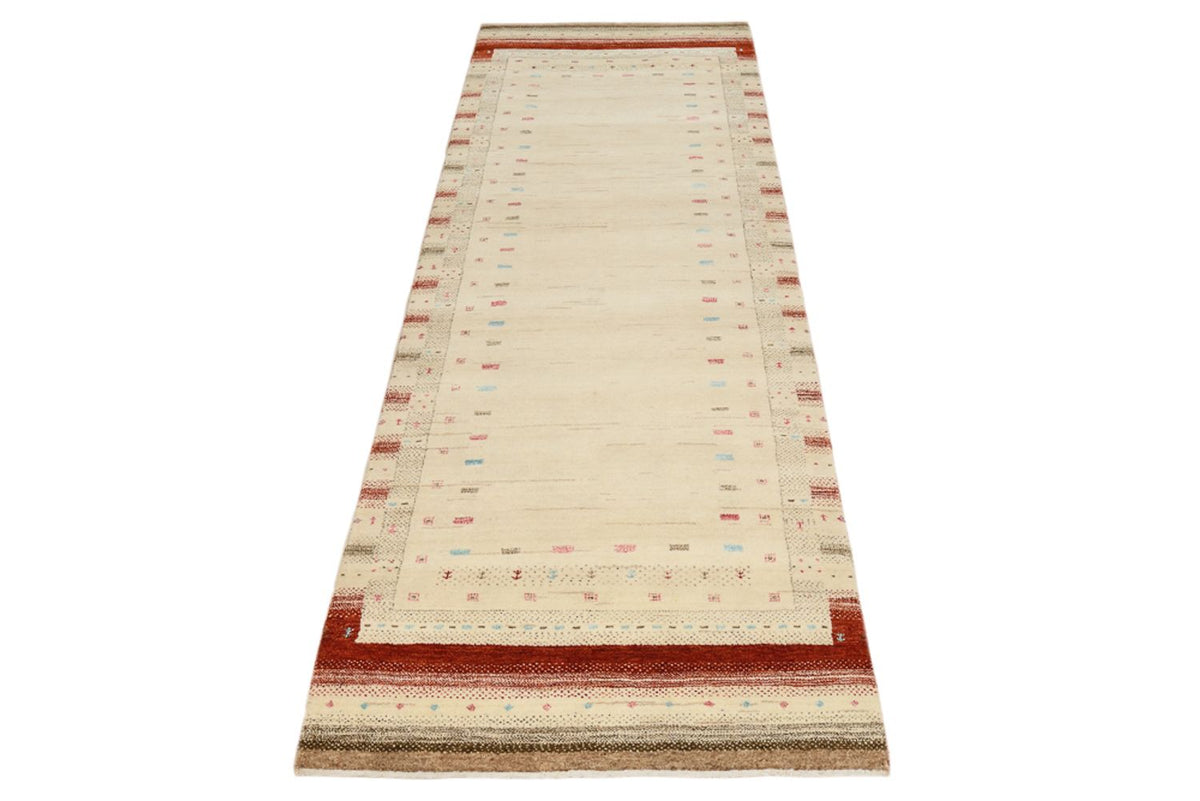 Tapis de couloir Tapis Gabbeh - Loribaft Indus - 243 x 84 cm - beige clair