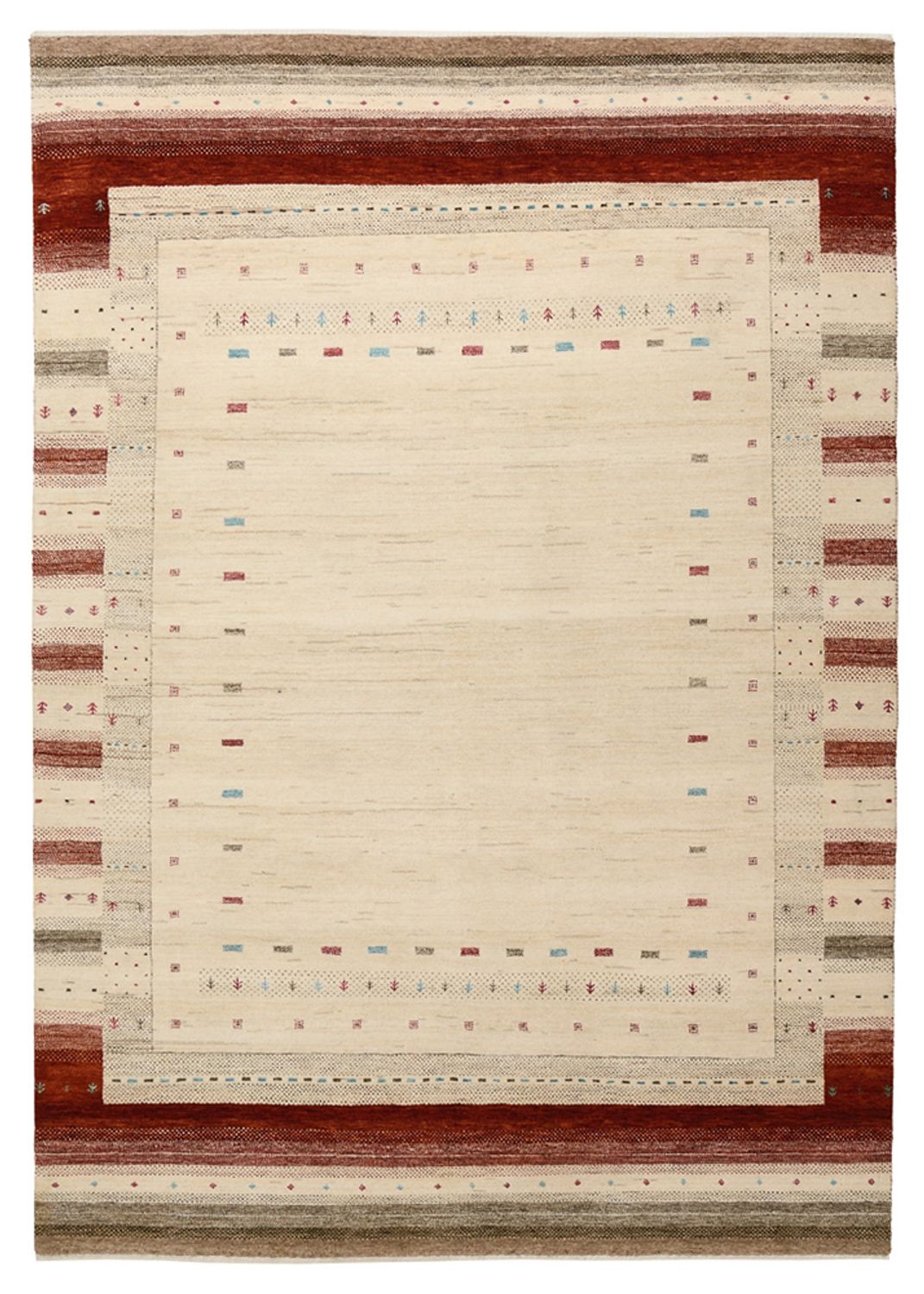 Tapis Gabbeh - Loribaft Indus - 239 x 169 cm - beige clair