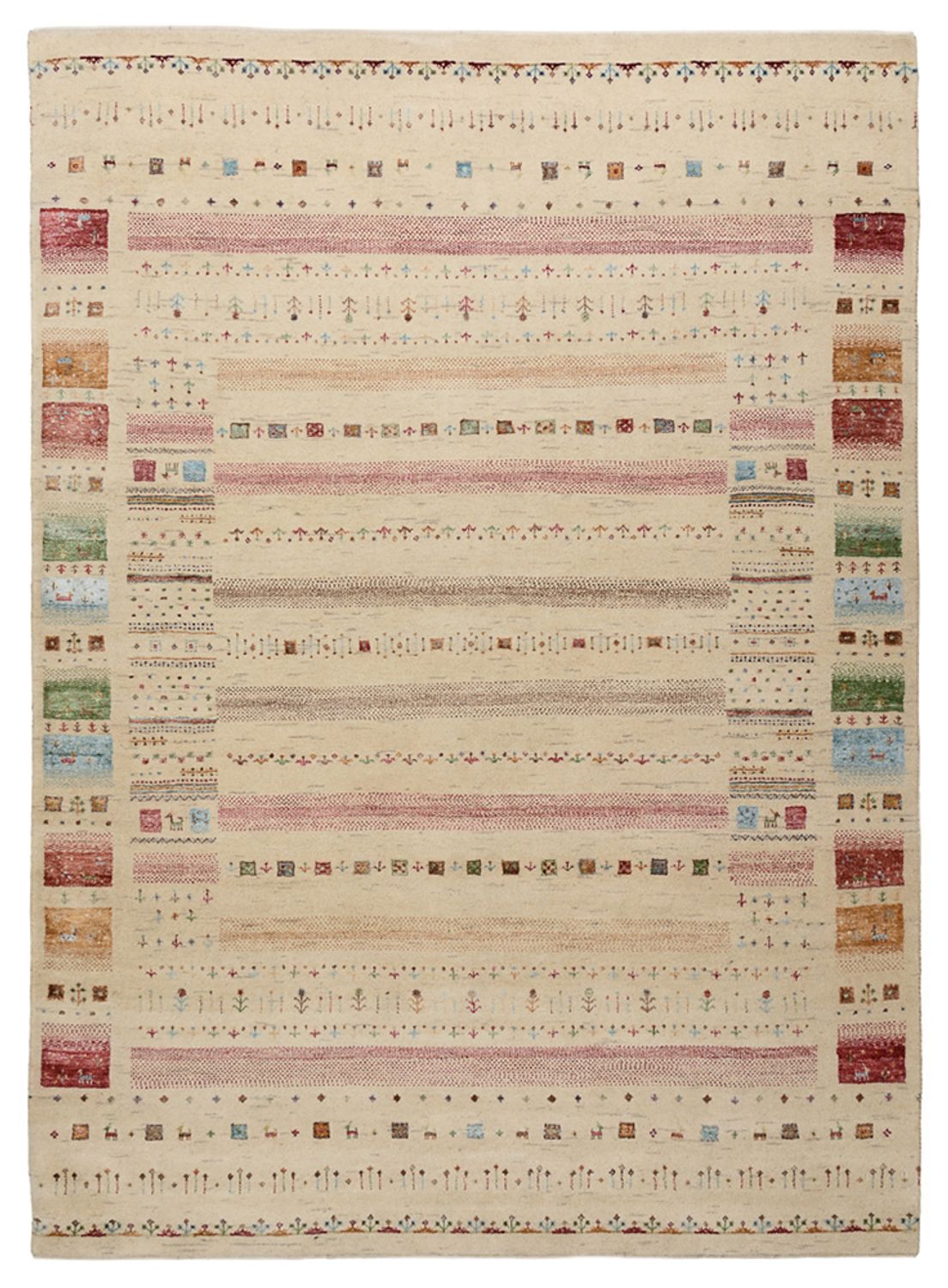 Tapis Gabbeh - Loribaft Indus - 239 x 174 cm - beige clair