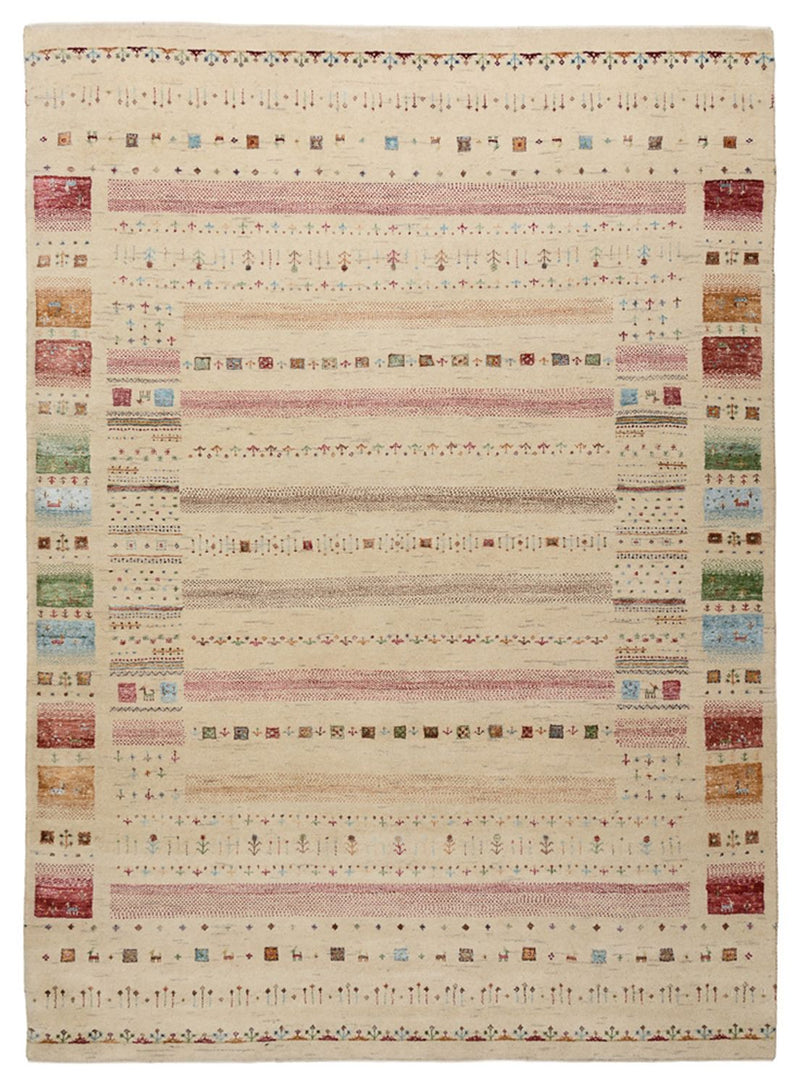 Tapis Gabbeh - Loribaft Indus - 239 x 174 cm - beige clair