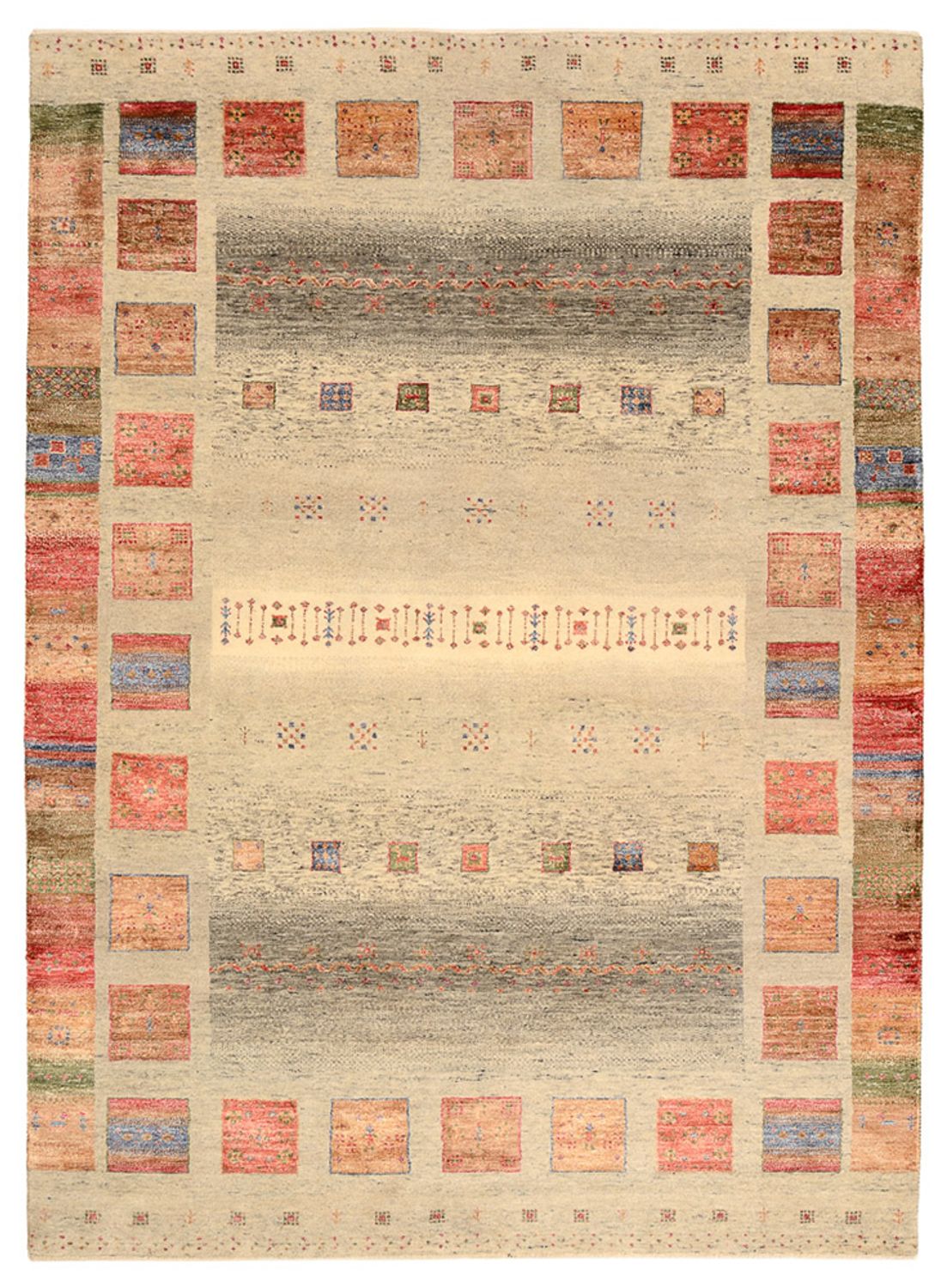 Tapis Gabbeh - Loribaft Indus - 241 x 176 cm - multicolore