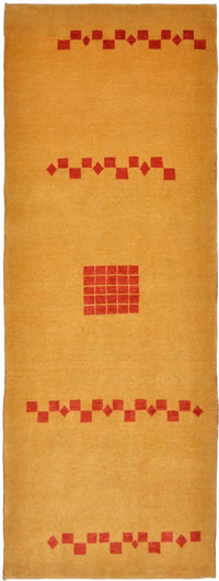 Tapis de couloir Tapis Gabbeh - Loribaft Persan - 241 x 87 cm - jaune moutarde