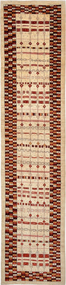 Tapis de couloir Tapis Gabbeh - Loribaft Persan - 391 x 88 cm - multicolore