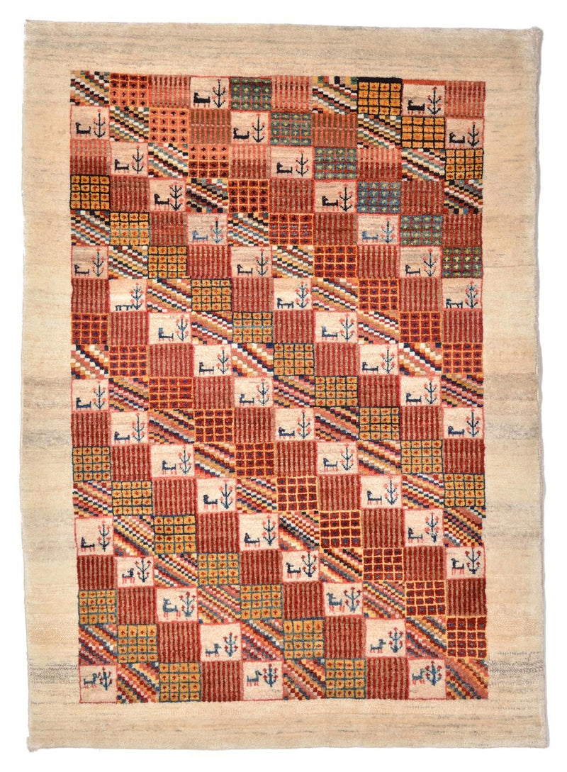 Tapis Gabbeh - Loribaft Persan - 142 x 101 cm - rouge