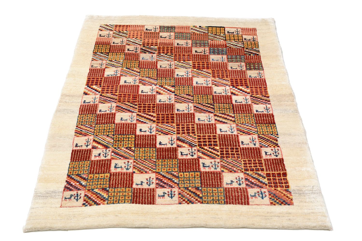 Tapis Gabbeh - Loribaft Persan - 142 x 101 cm - rouge