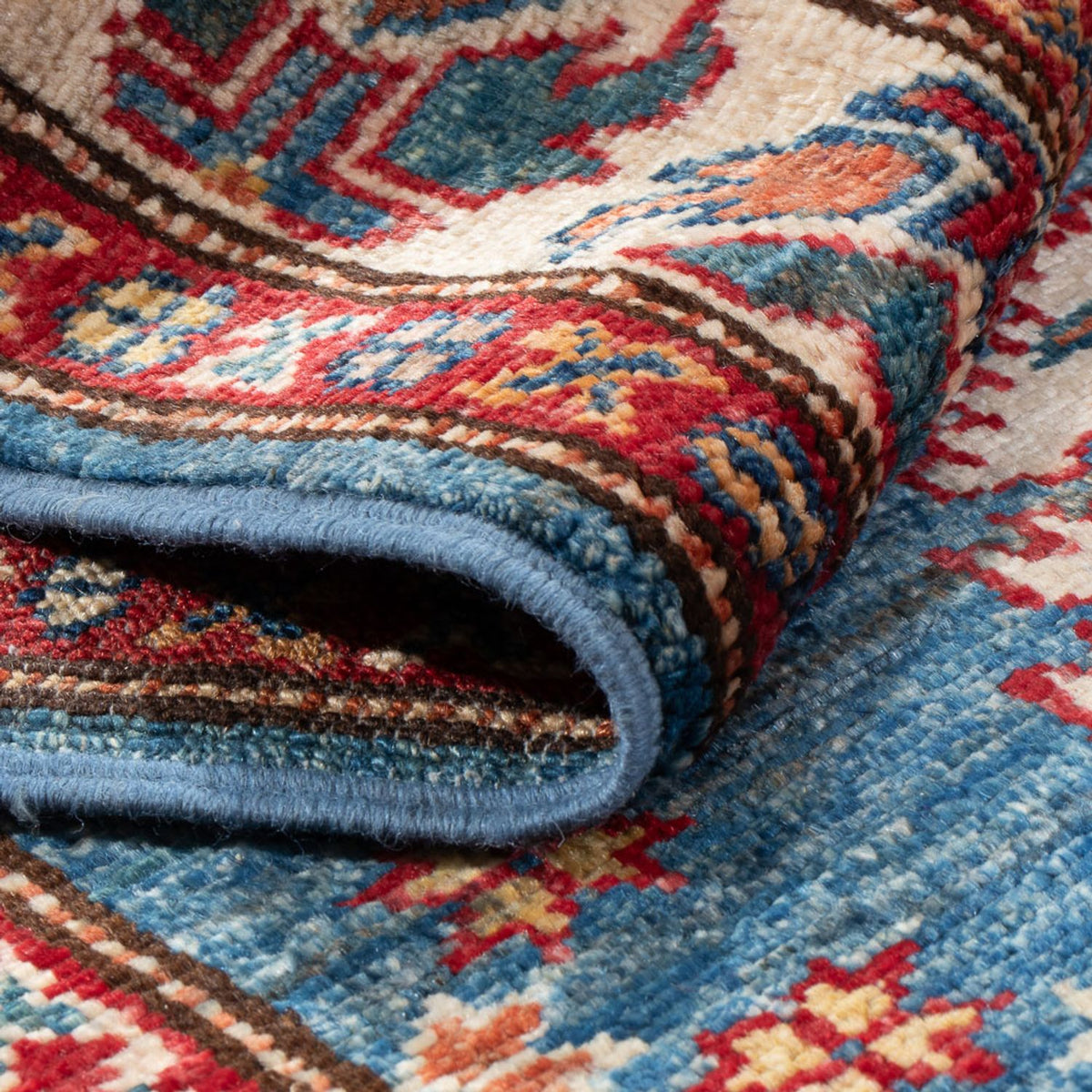 Tapis de couloir Tapis Ziegler - Kazak - 200 x 76 cm - bleu