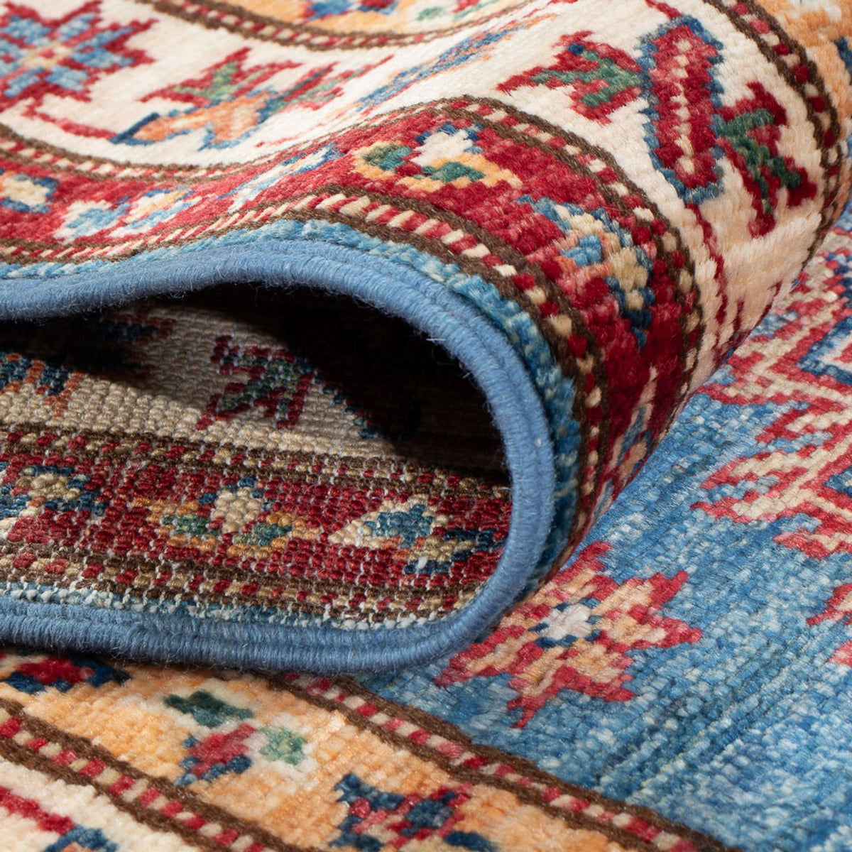 Tapis de couloir Tapis Ziegler - Kazak - 180 x 60 cm - bleu