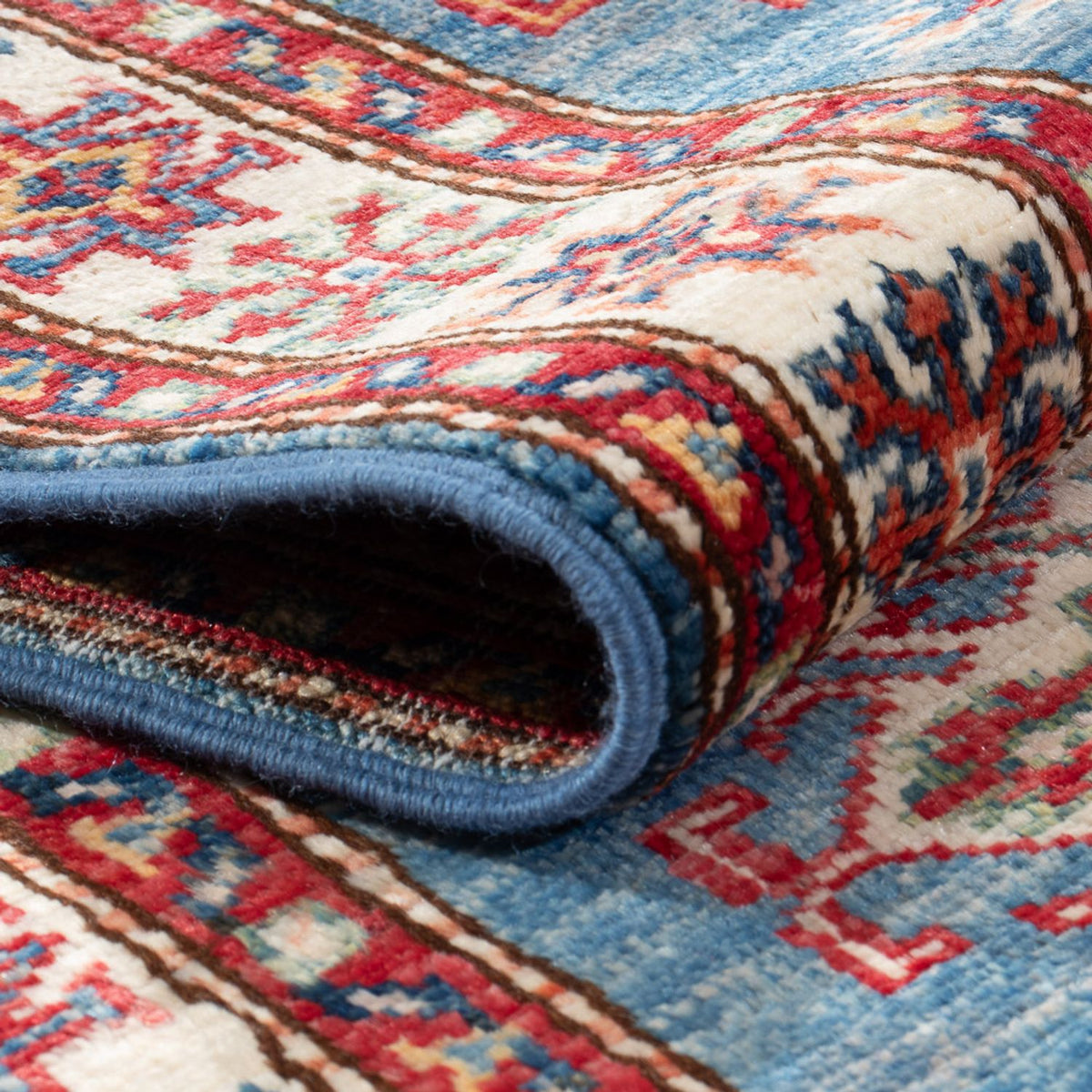 Tapis de couloir Tapis Ziegler - Kazak - 185 x 61 cm - bleu clair