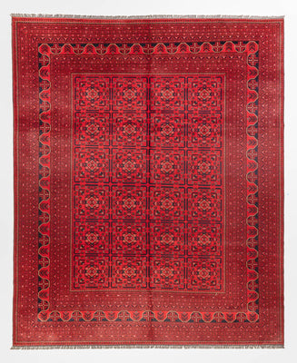 Tapis afghan - Kunduz - 366 x 297 cm - rouge