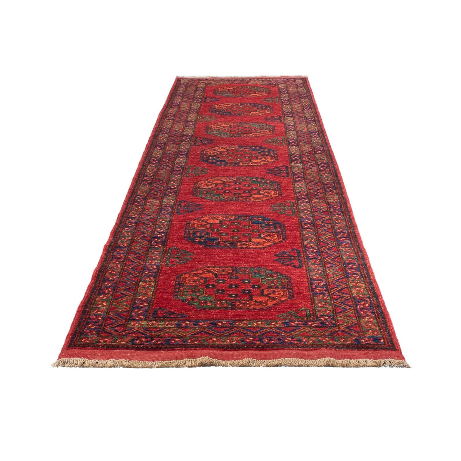 Tapis de couloir Tapis afghan - 368 x 85 cm - rouge