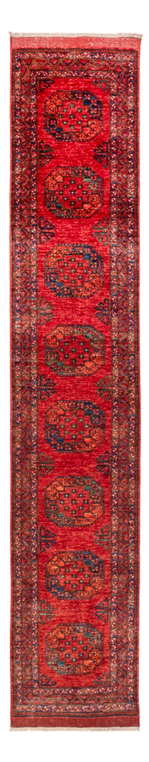 Tapis de couloir Tapis afghan - 395 x 75 cm - rouge
