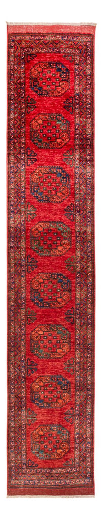 Tapis de couloir Tapis afghan - 395 x 75 cm - rouge