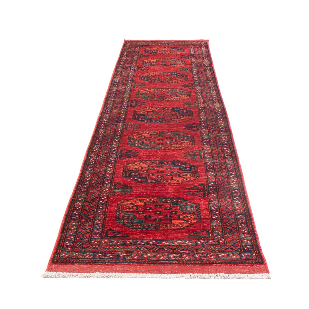 Tapis de couloir Tapis afghan - 395 x 75 cm - rouge
