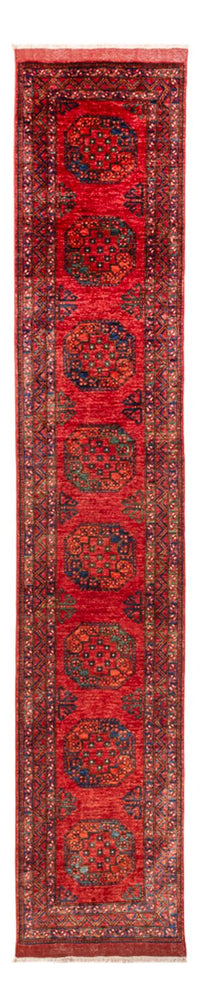Tapis de couloir Tapis afghan - 395 x 76 cm - rouge