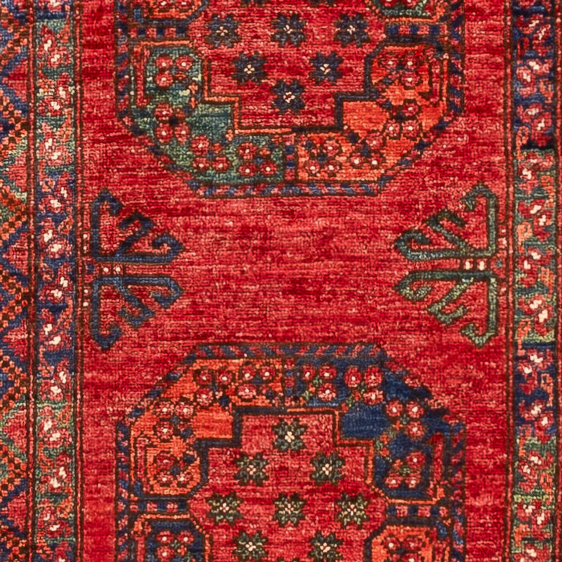 Tapis de couloir Tapis afghan - 395 x 76 cm - rouge