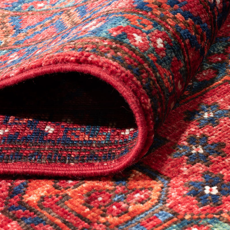 Tapis de couloir Tapis afghan - 395 x 76 cm - rouge