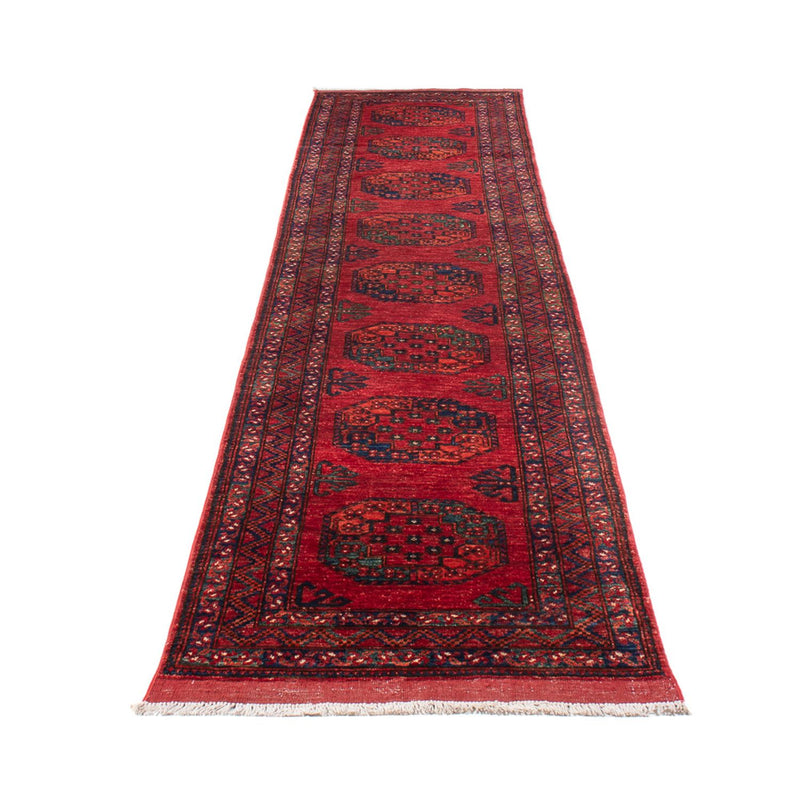 Tapis de couloir Tapis afghan - 395 x 76 cm - rouge