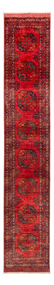 Tapis de couloir Tapis afghan - 395 x 77 cm - rouge