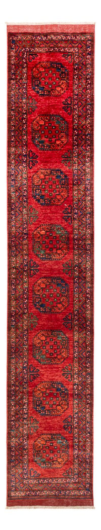 Tapis de couloir Tapis afghan - 395 x 77 cm - rouge