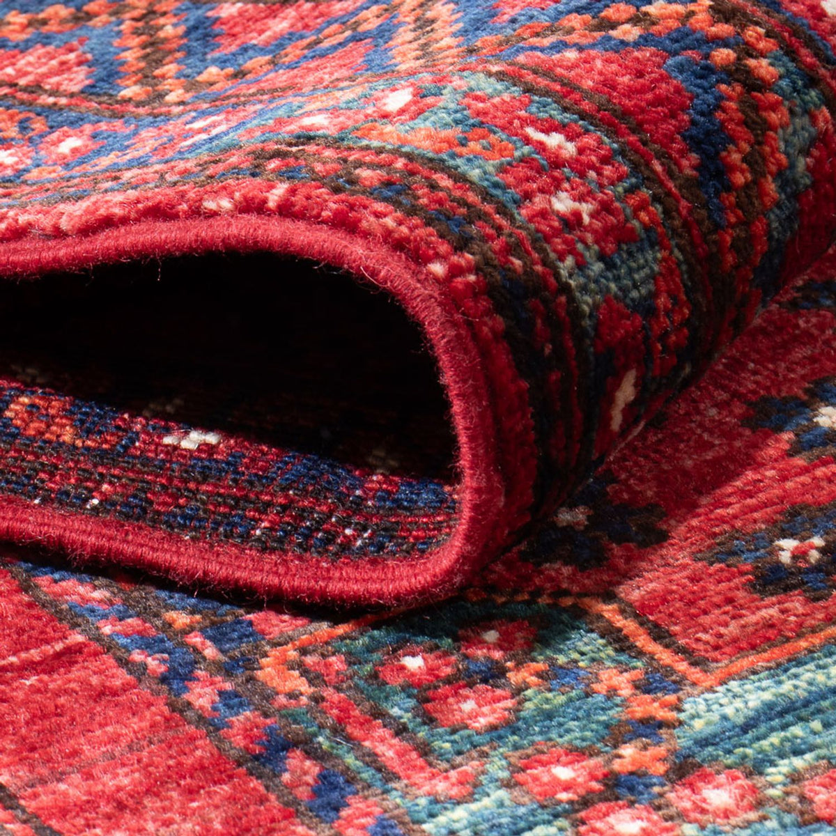 Tapis de couloir Tapis afghan - 395 x 77 cm - rouge