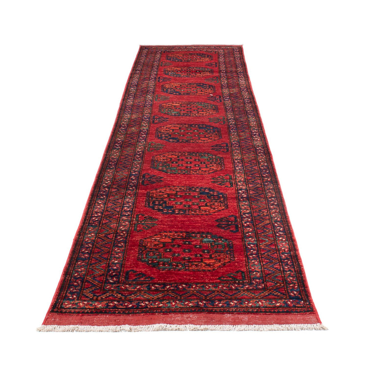 Tapis de couloir Tapis afghan - 395 x 77 cm - rouge