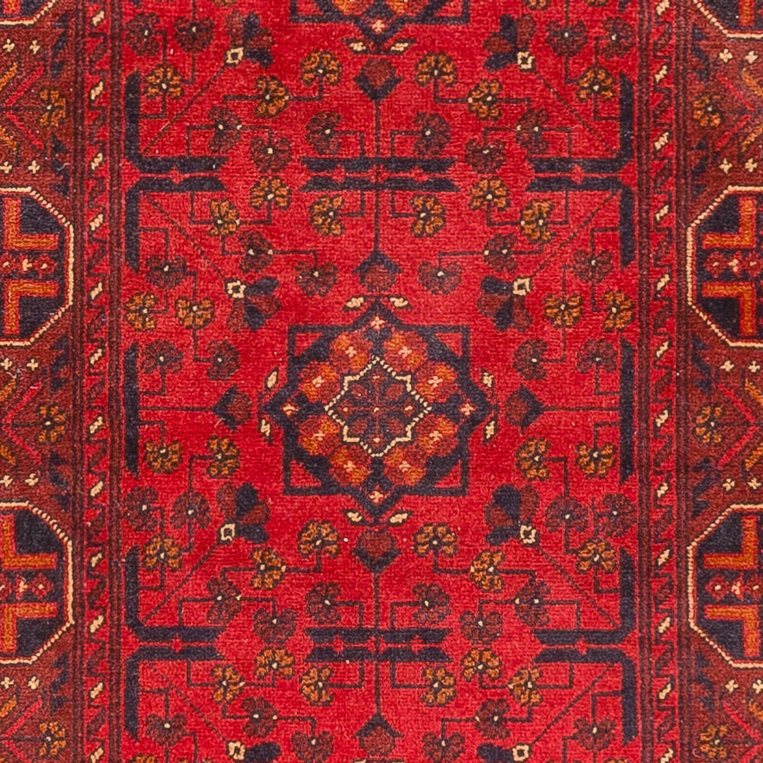 Tapis de couloir Tapis afghan - Kunduz - 395 x 80 cm - rouge