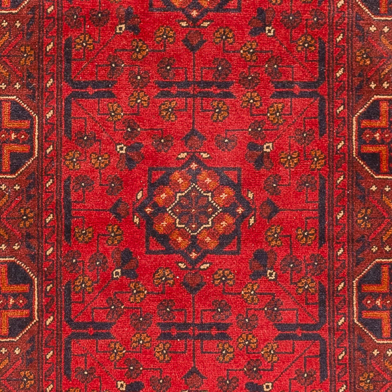 Tapis de couloir Tapis afghan - Kunduz - 395 x 80 cm - rouge