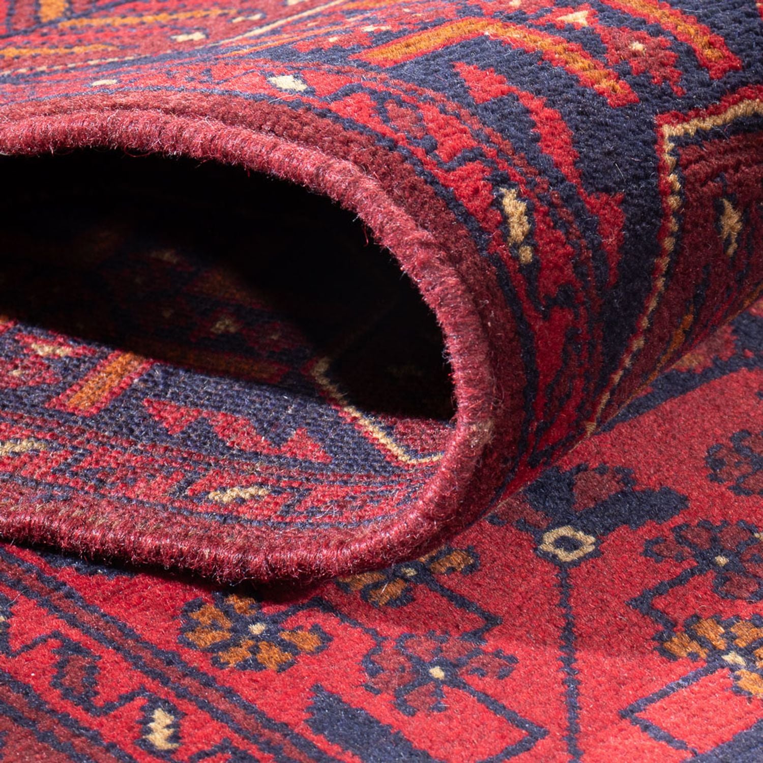 Tapis de couloir Tapis afghan - Kunduz - 395 x 80 cm - rouge