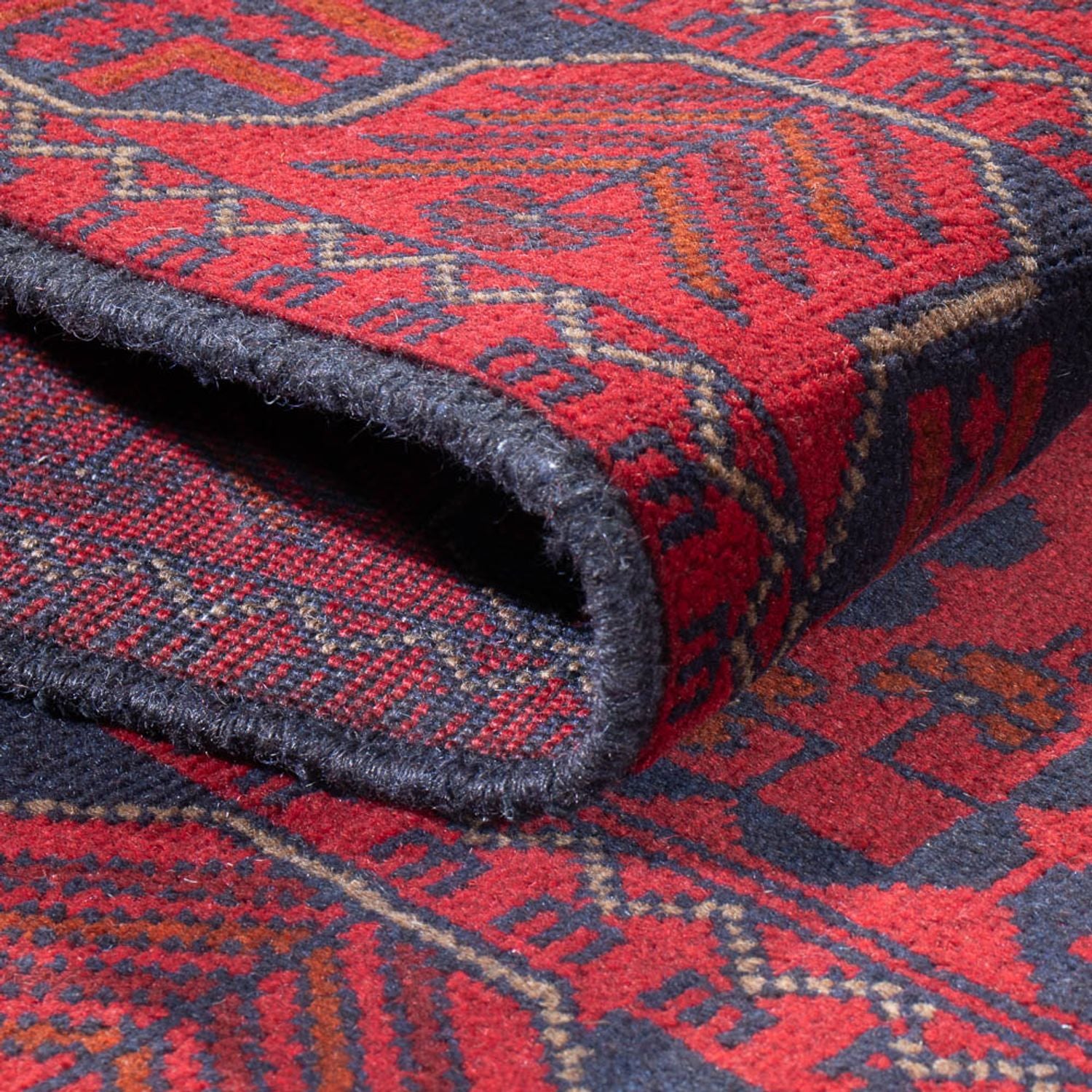 Tapis de couloir Tapis afghan - Kunduz - 390 x 80 cm - rouge