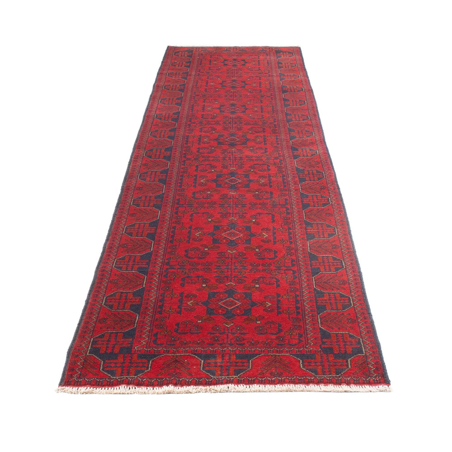 Tapis de couloir Tapis afghan - Kunduz - 390 x 80 cm - rouge