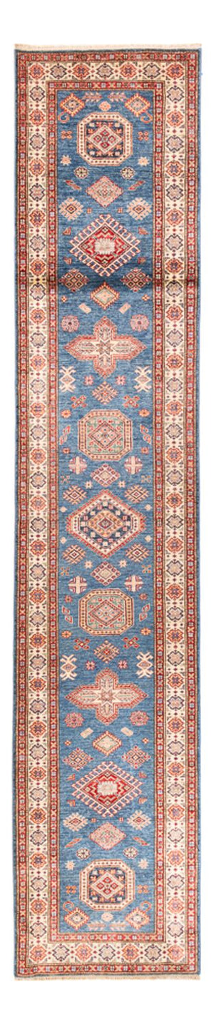 Tapis de couloir Tapis Ziegler - Kazak - 404 x 87 cm - bleu