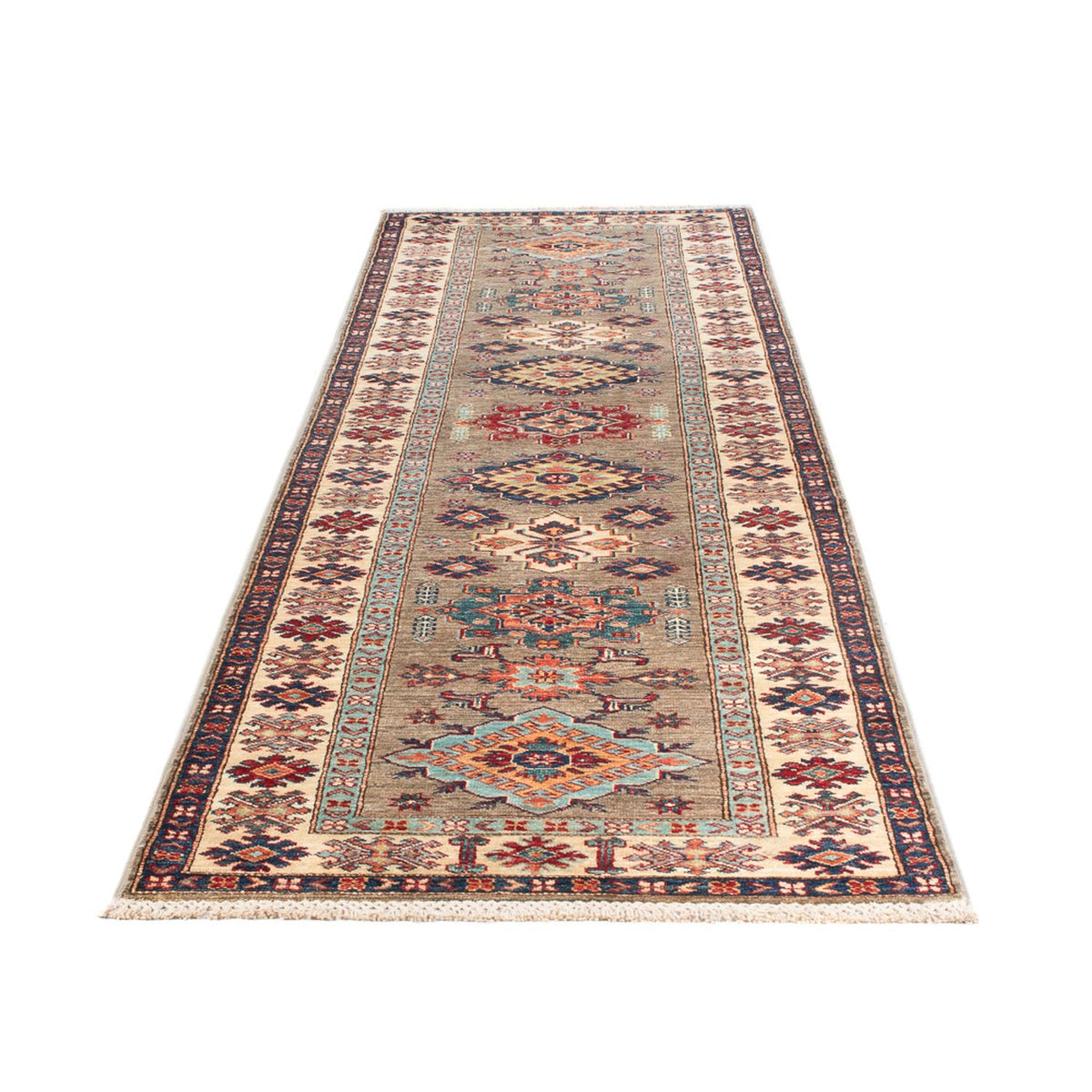 Tapis de couloir Tapis Ziegler - Kazak - 317 x 81 cm - gris clair