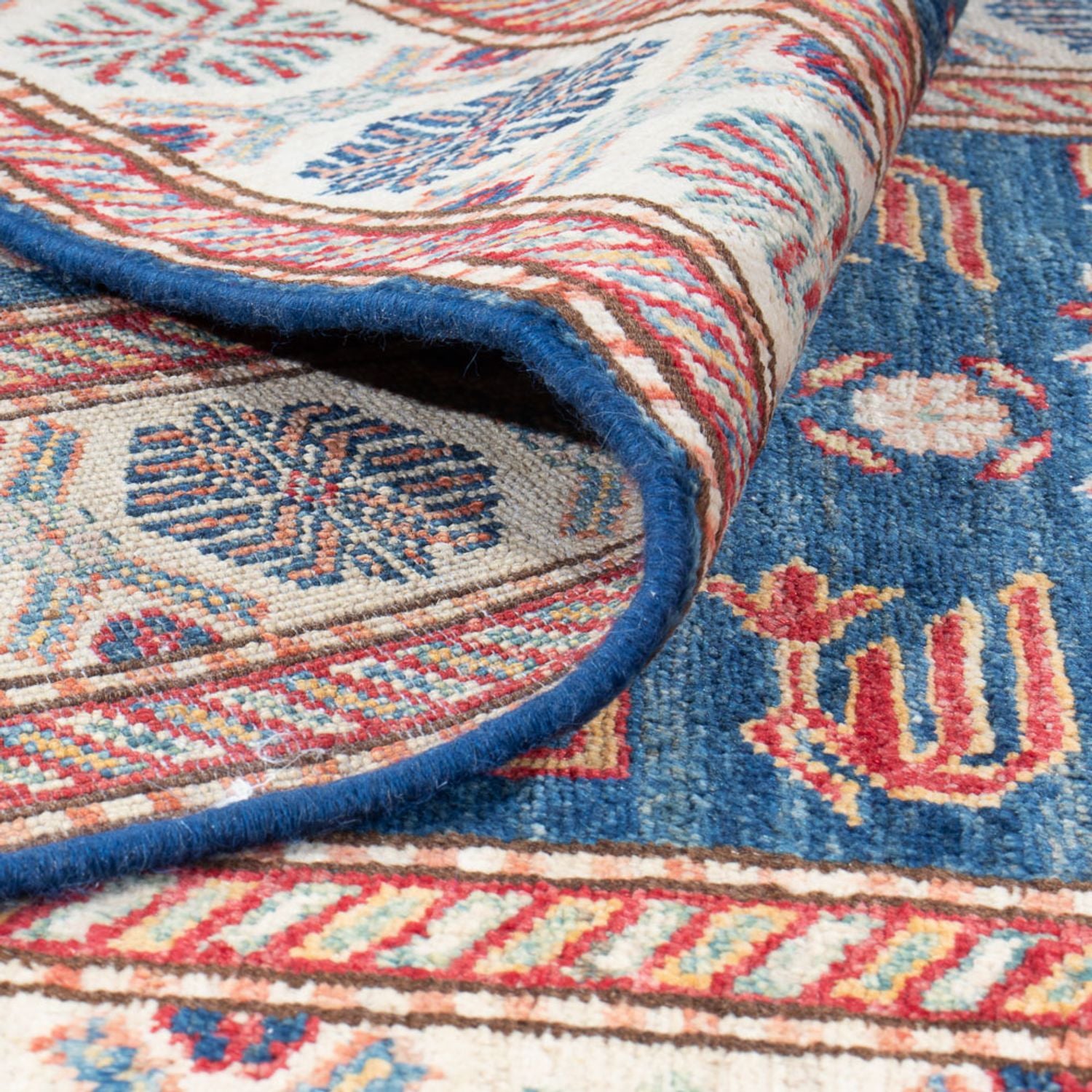 Tapis de couloir Tapis Ziegler - Kazak - 299 x 84 cm - bleu