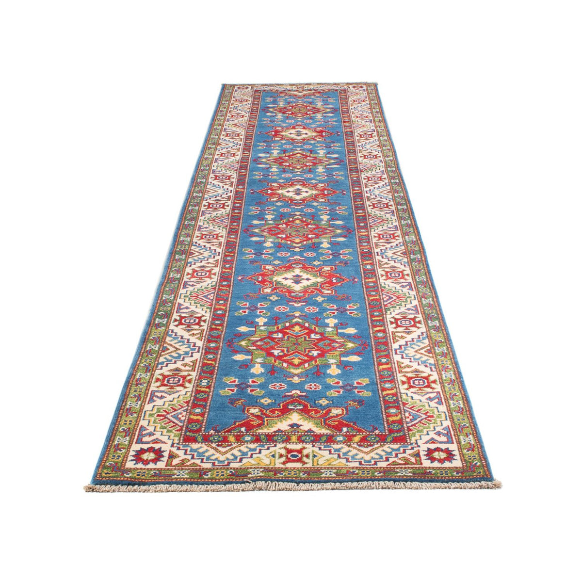 Tapis de couloir Tapis Ziegler - Kazak - 403 x 78 cm - bleu foncé