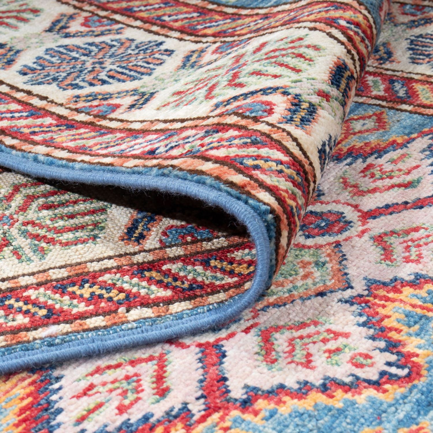 Tapis de couloir Tapis Ziegler - Kazak - 294 x 83 cm - bleu