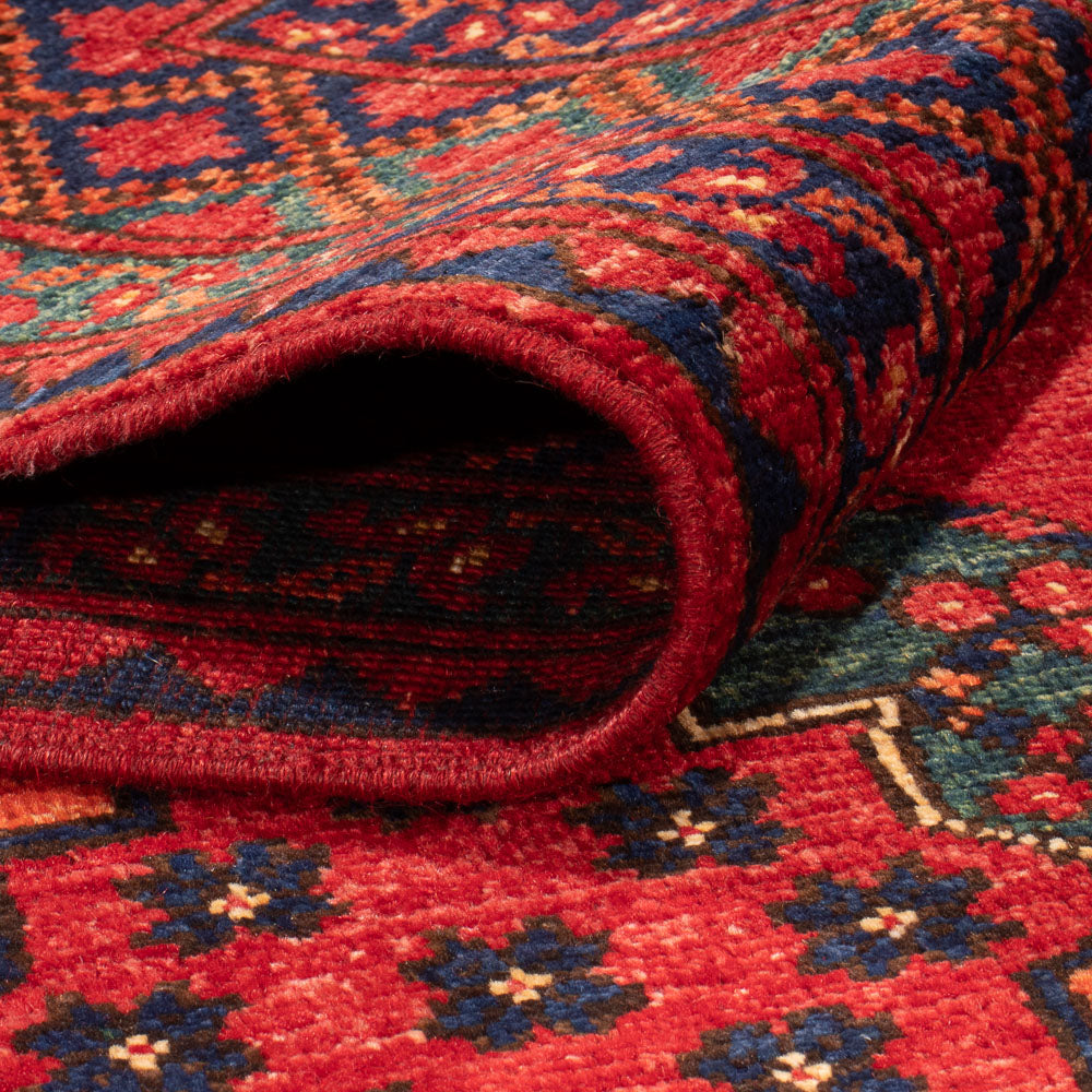 Tapis afghan - Kunduz - 198 x 154 cm - rouge