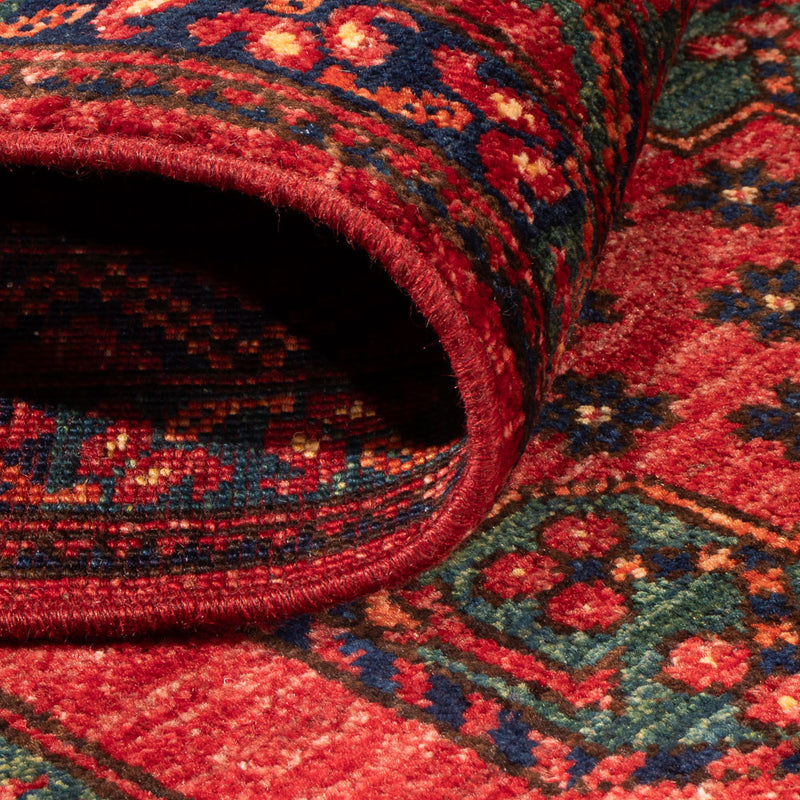 Tapis de couloir Tapis afghan - Kunduz - 300 x 83 cm - rouge