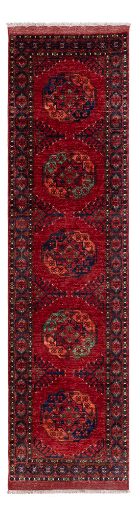 Tapis de couloir Tapis afghan - Kunduz - 305 x 82 cm - rouge