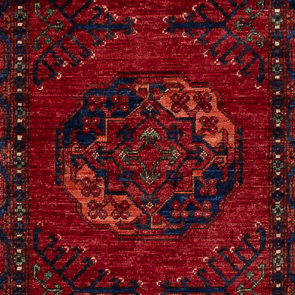 Tapis de couloir Tapis afghan - Kunduz - 305 x 82 cm - rouge
