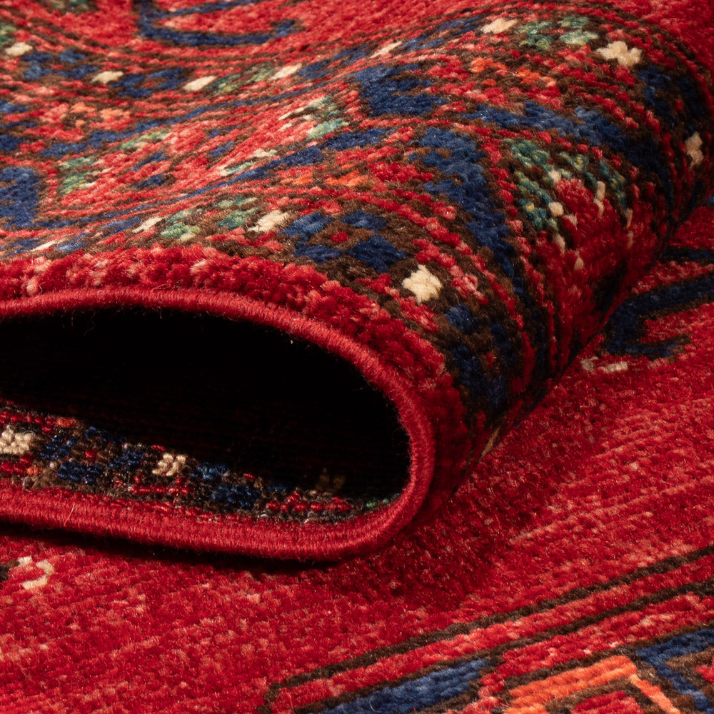 Tapis de couloir Tapis afghan - Kunduz - 305 x 82 cm - rouge
