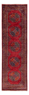 Tapis de couloir Tapis afghan - Kunduz - 291 x 87 cm - rouge