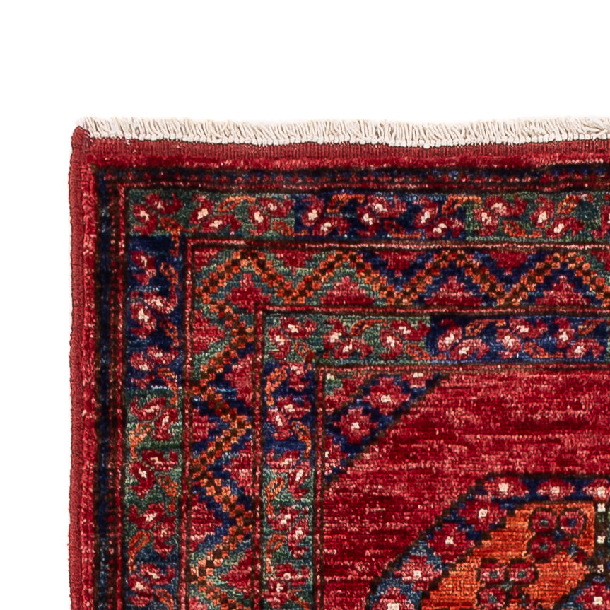 Tapis de couloir Tapis afghan - Kunduz - 291 x 87 cm - rouge