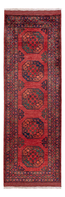 Tapis de couloir Tapis afghan - Kunduz - 260 x 83 cm - rouge