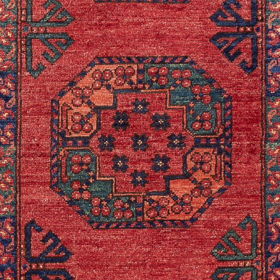 Tapis de couloir Tapis afghan - Kunduz - 260 x 83 cm - rouge