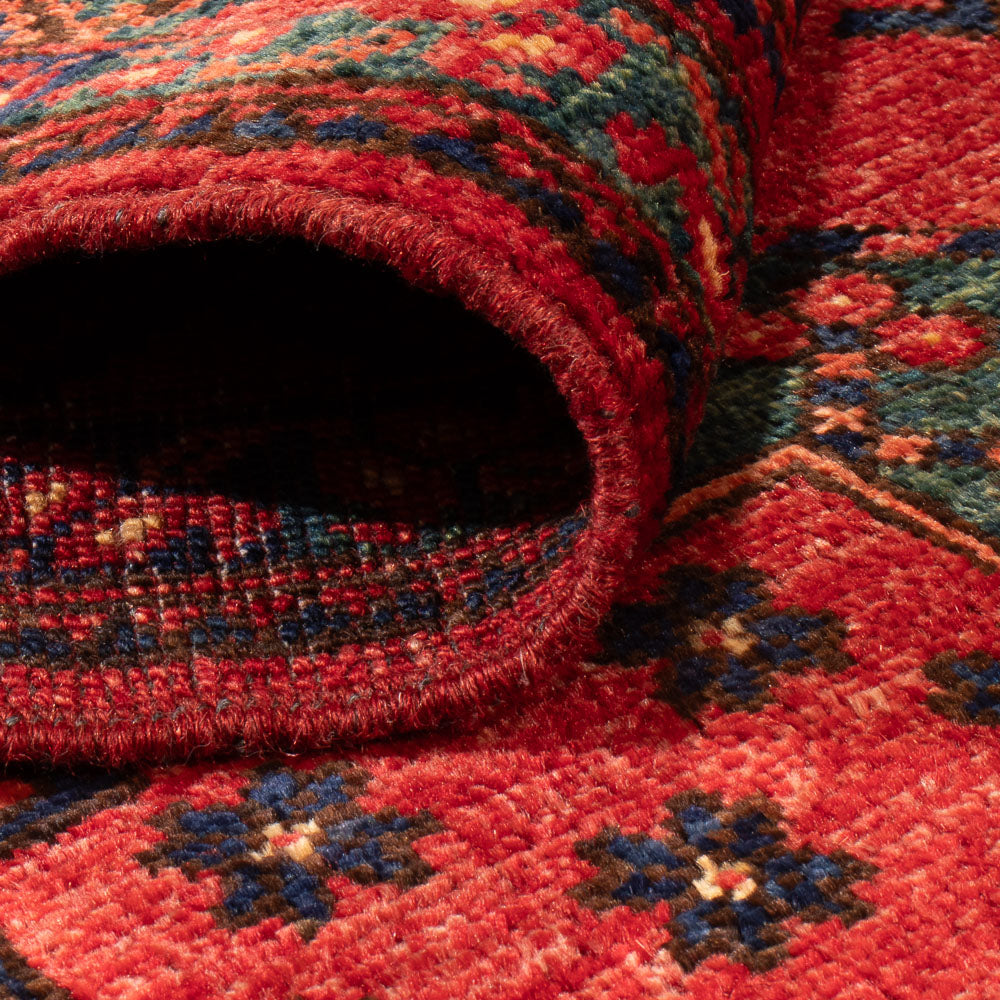 Tapis de couloir Tapis afghan - Kunduz - 260 x 83 cm - rouge