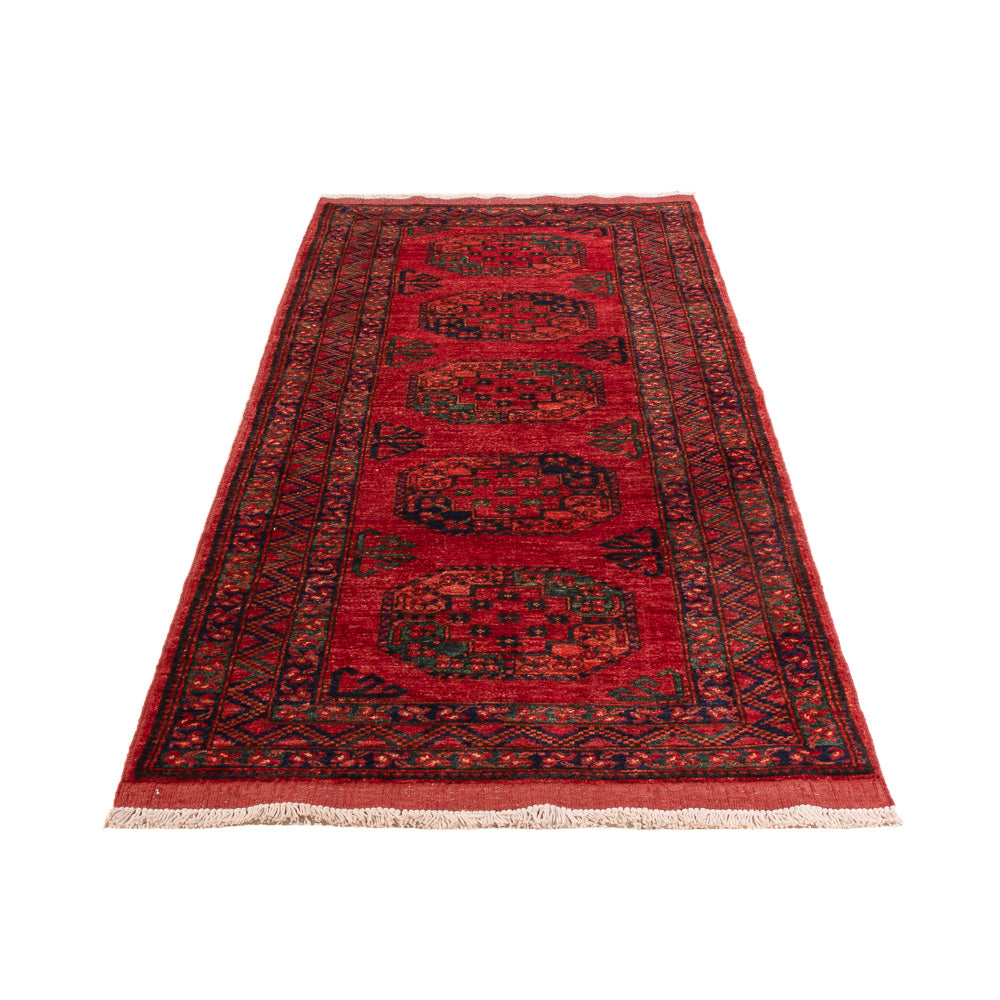 Tapis de couloir Tapis afghan - Kunduz - 260 x 83 cm - rouge