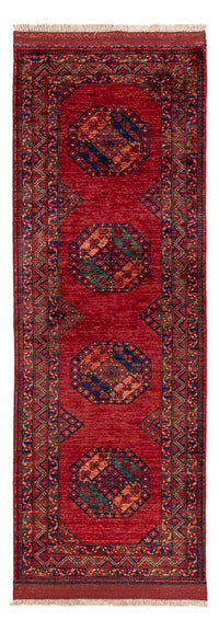 Tapis de couloir Tapis afghan - Kunduz - 237 x 83 cm - rouge